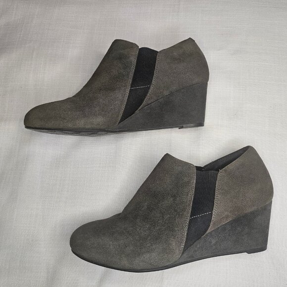 VIONIC Grey Stanton Suede Leather Orthaheel Orthotic Wedge Bootie Size 8 - Picture 4 of 6